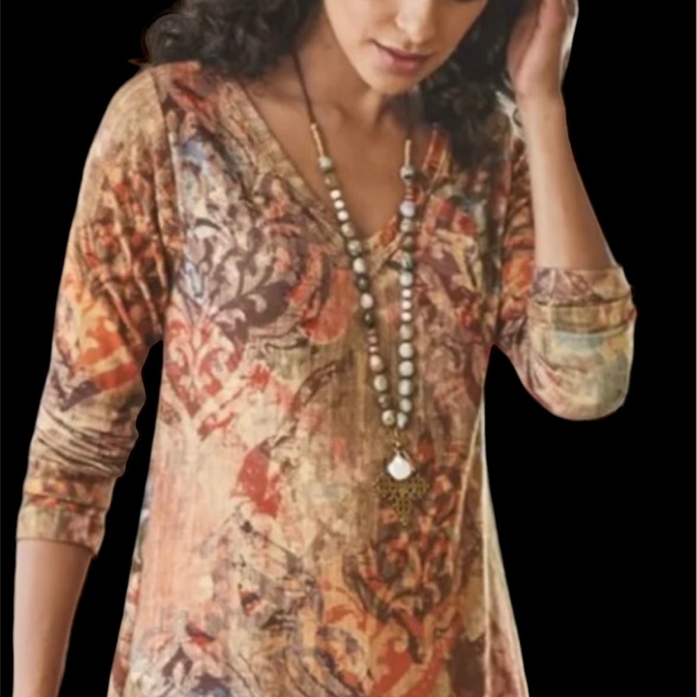 Warm medallion print lightweight sweater tunic
